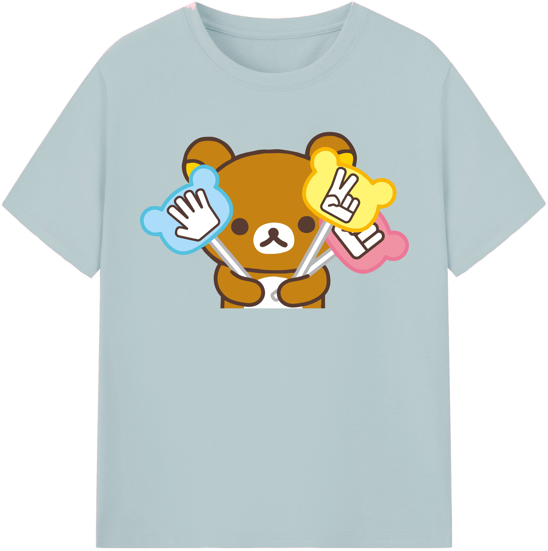 （画像用） リラックマ リラックマ キイロイトリ Rilakkuma Korilakkuma Kiiroitori 綿100％半袖Tシャツ（フロントプリント）